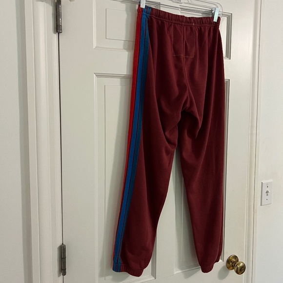 Aviator Nation 5 Stripe Burgundy Sweatpants Size M - Picture 11 of 13